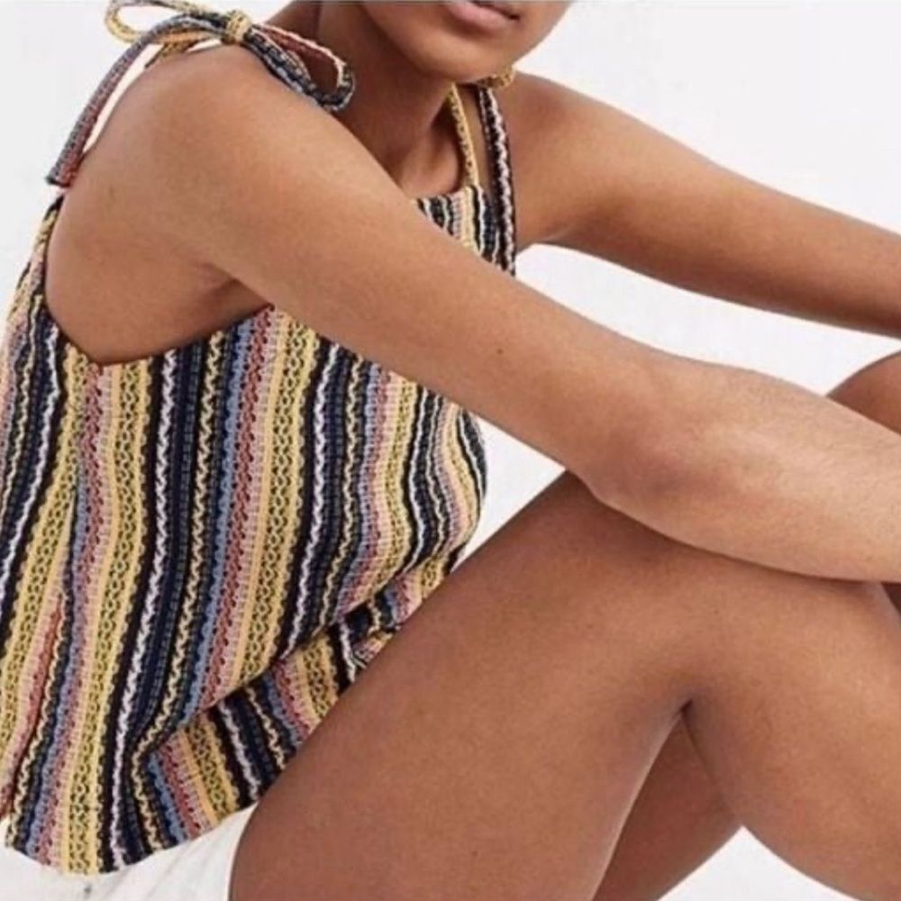Madewell Rainbow Crochet Stripe Texture & Thread Tie-Strap Tank​​​​ - Picture 3 of 4